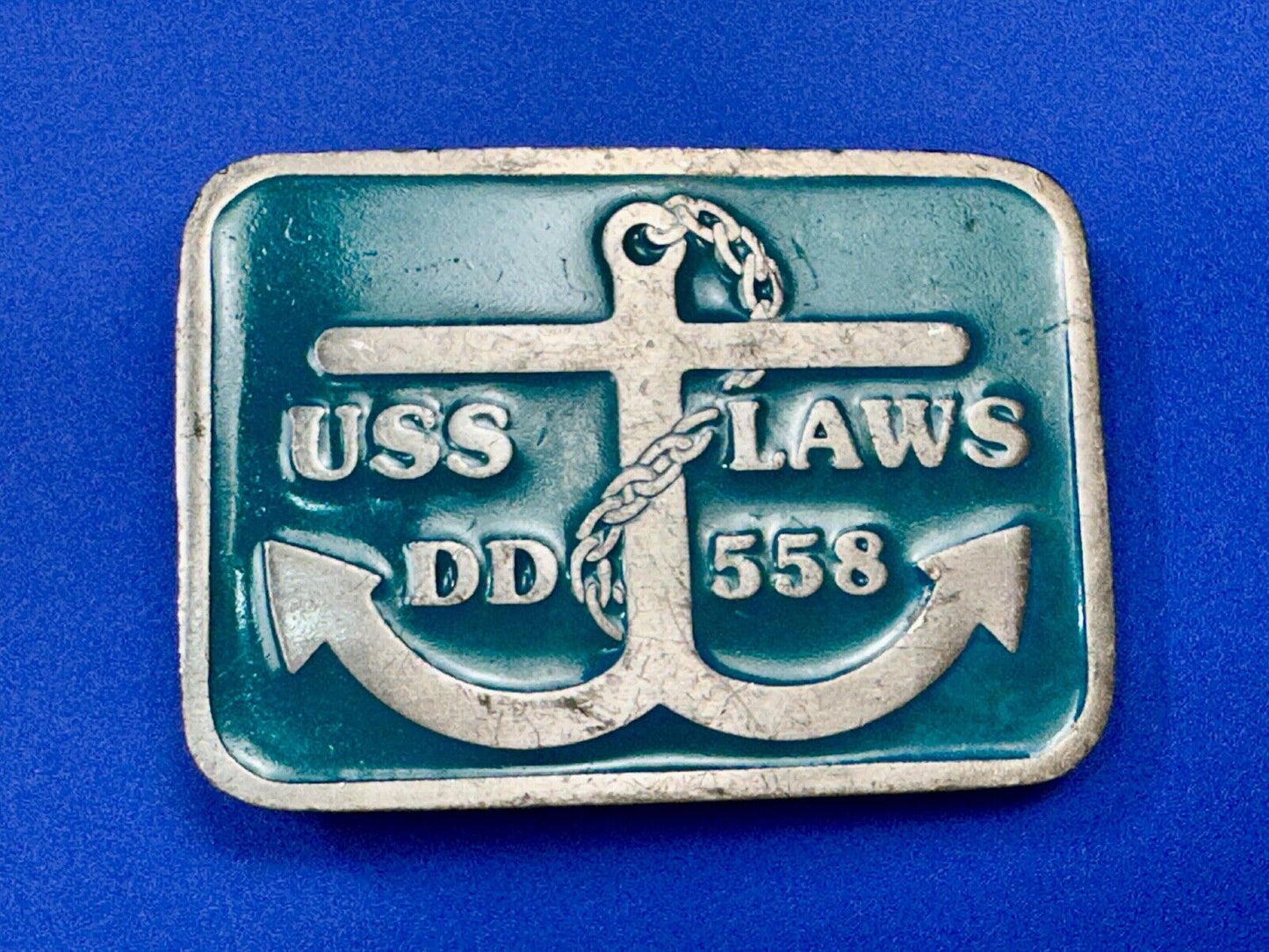 US Navy USS Laws DD-558 Destroyer Ship Boat Vintage Belt Buckle by CD Hit