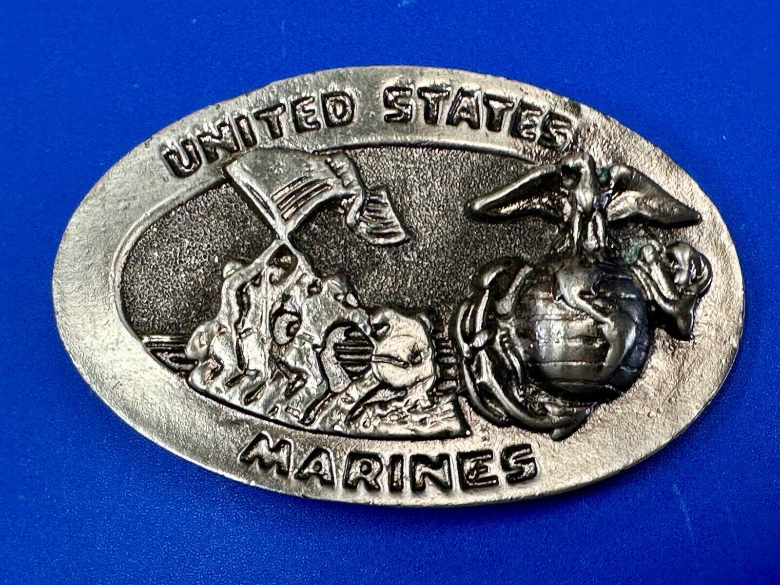United States Marine's  Flag Memorial Eagle Anchor Emblem vintage belt buckle