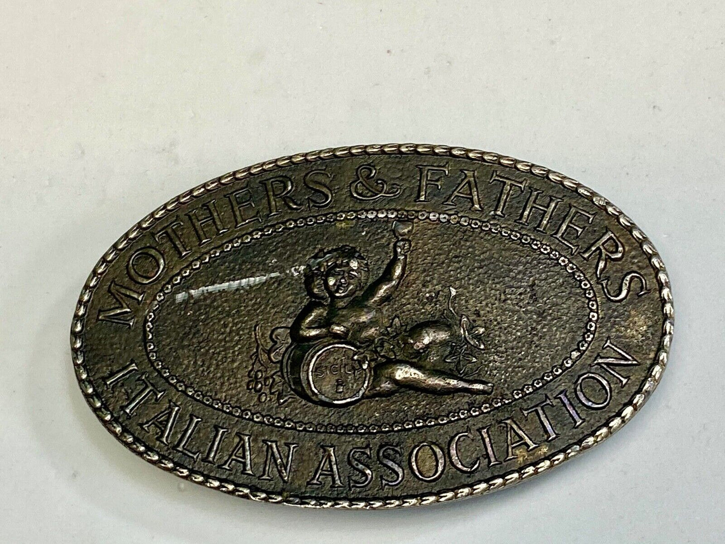 Vintage 1970's rare Belt Buckle Mother's & Father's Italian Association Sicily 
