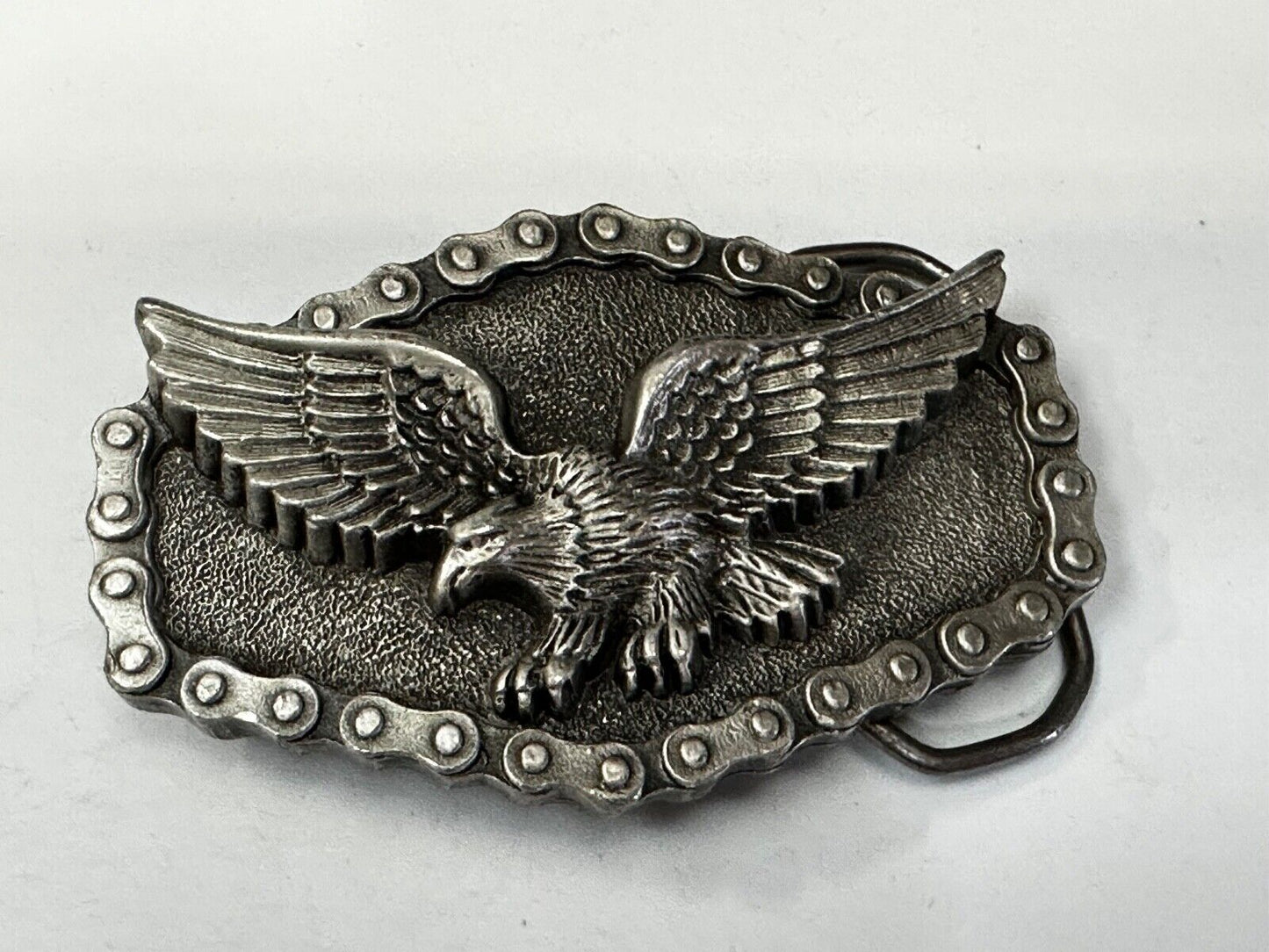 Bikers American Eagle with Motorcycle Chain Surround Great American Belt Buckle