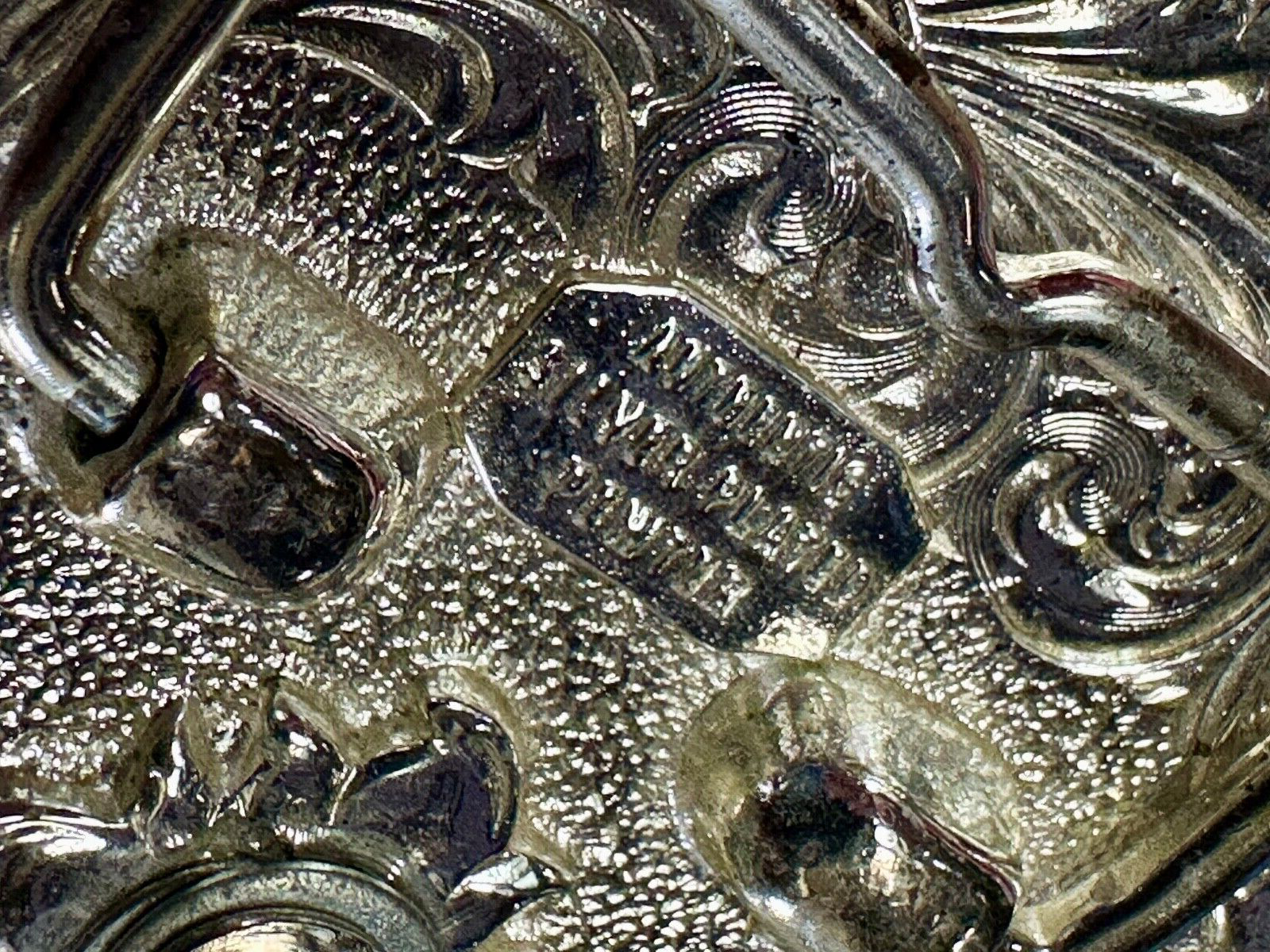 Authentic Silver Plated Pewter Belt Buckle With Cowgirls Girly Pink Rhinestones 