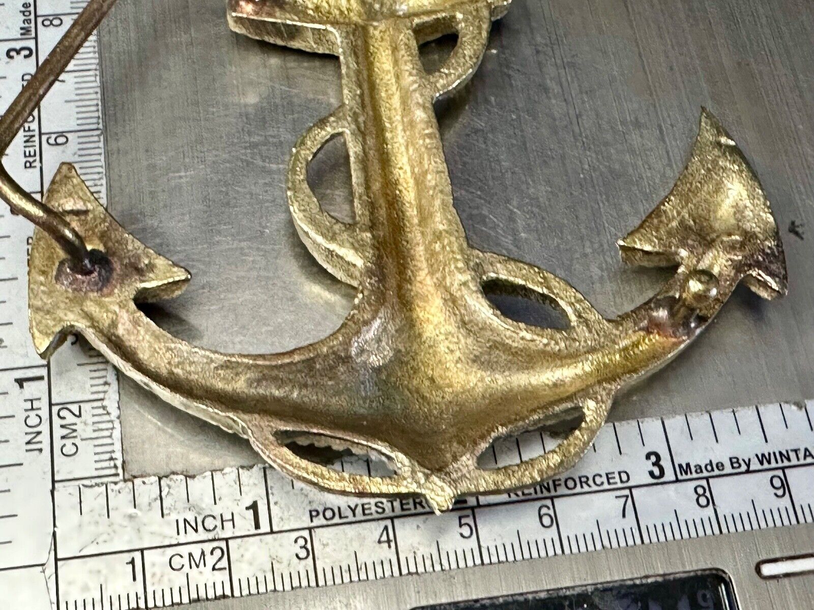 Anchor and Rope Maritime nautical large 4" wide figural Belt Buckle stamped 189