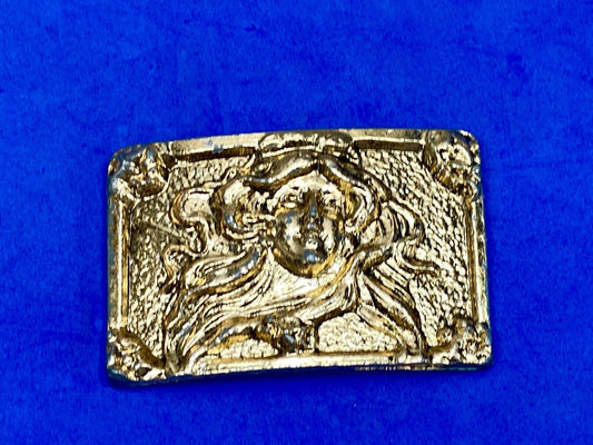 Beautiful Woman - Raised Dimension On Gold Tone Belt Scarf Tie Slide Buckle 