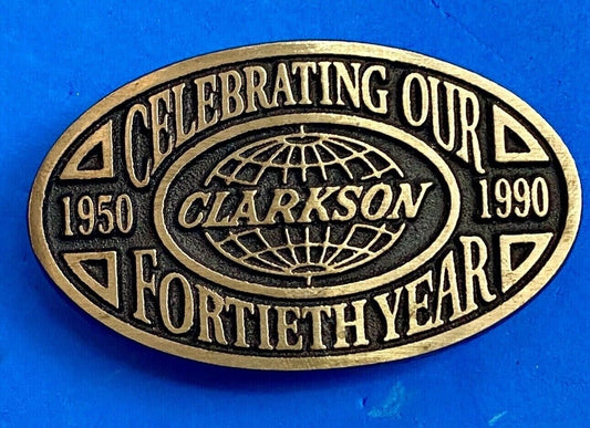 Vintage 1990  Clarkston - 14th year celebration belt buckle by Rainbow Medals 