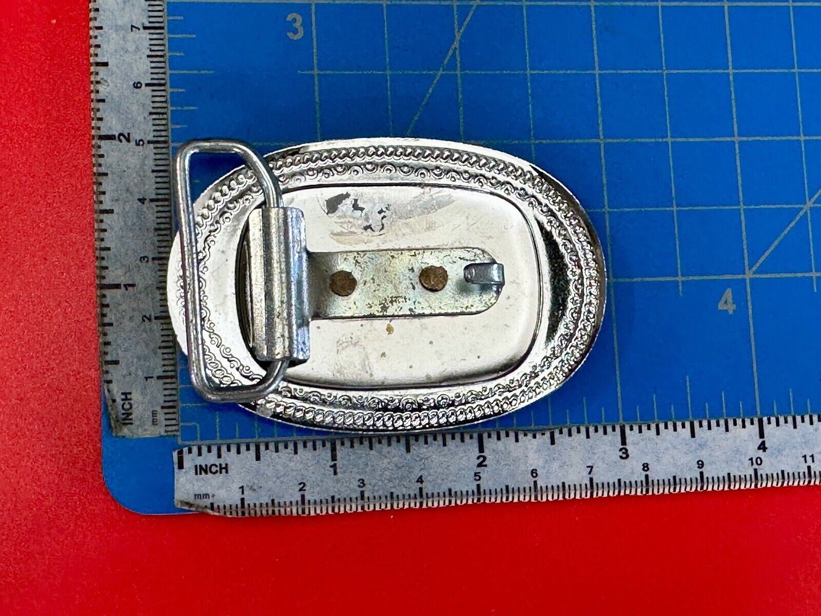 Vintage Covered Wagon - western two tone outlined belt buckle