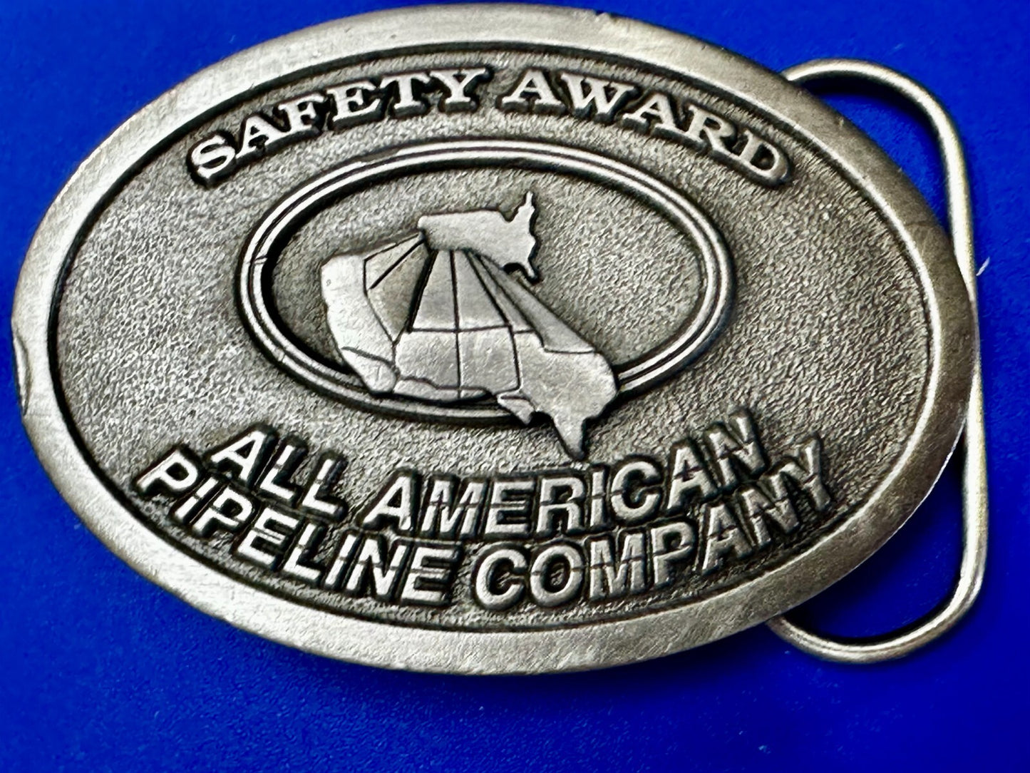 All American Pipeline Company Safety Award Worker Commemorative 1994 Belt Buckle