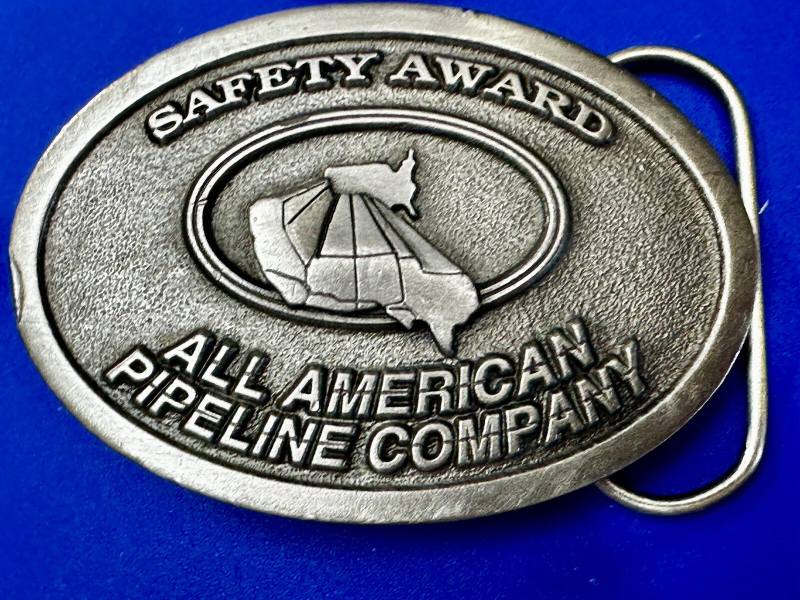 All American Pipeline Company Safety Award Worker Commemorative 1994 Belt Buckle