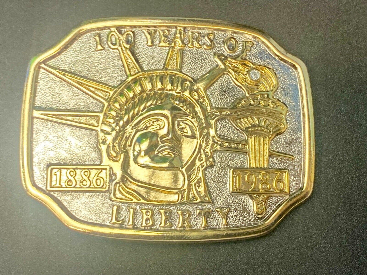 1886-1986 100 Years Of Liberty Statue Of Liberty Patriotic Belt Buckle