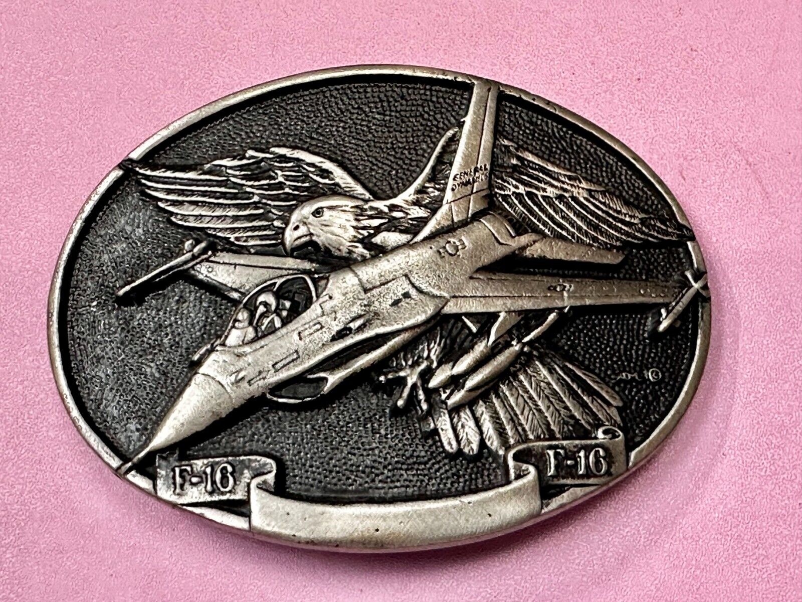 USAF F-16 Fighting Falcon Fighter Jet Airplane War Belt Buckle by Rey Okims