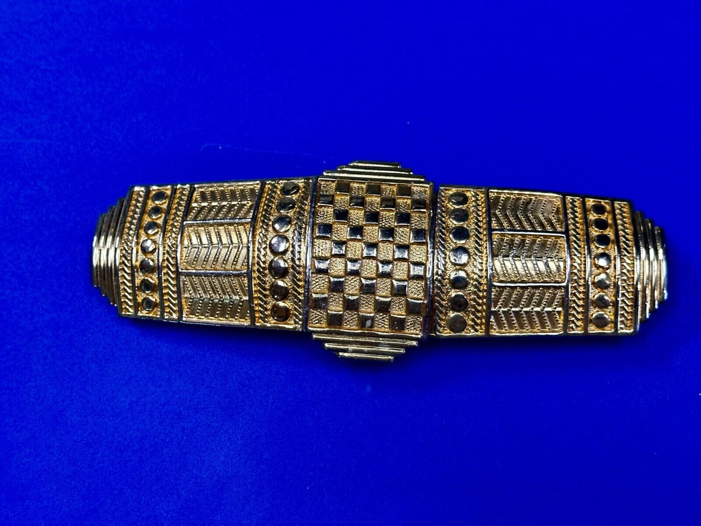 6" Wide Two Piece interlocking Gold Tone Vintage Belt Buckle by Dotty Smith