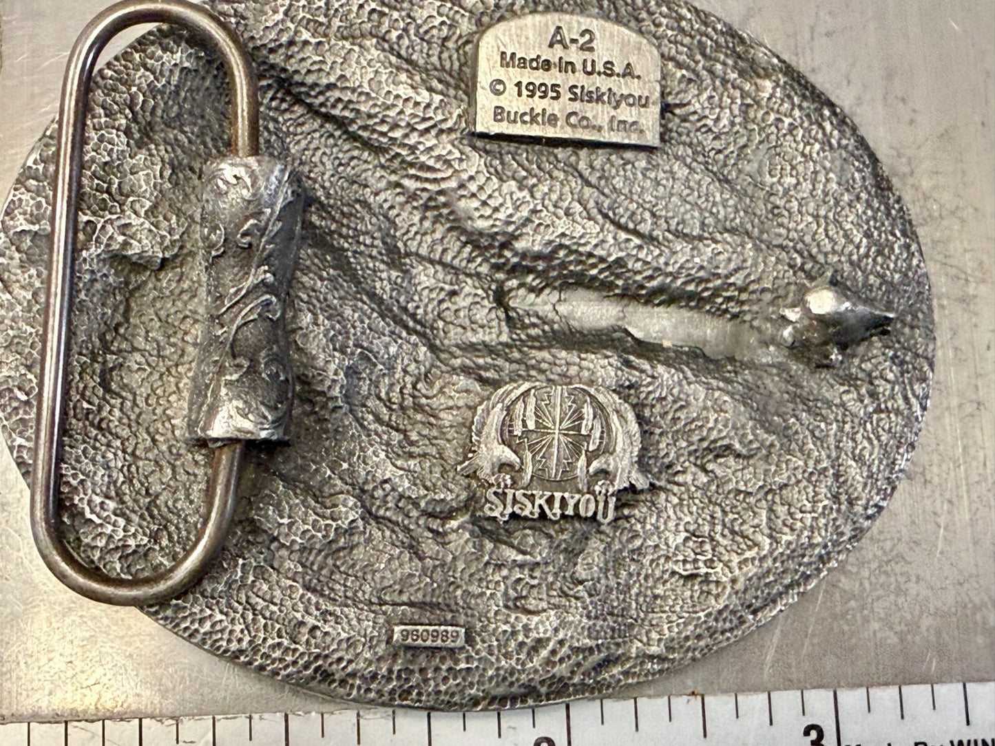 American Indian Flying Eagle Native Feather VTG 1995 Siskiyou Belt Buckle A-2