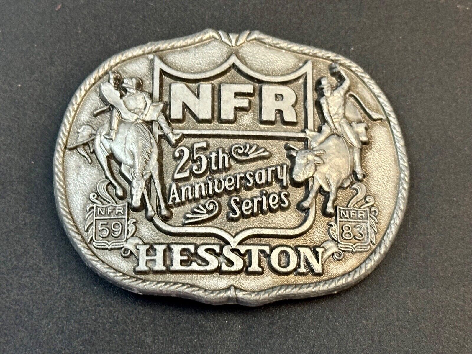 1983 HESSTON Belt Buckle NFR 25th Anniversary First Edition Limited Rodeo