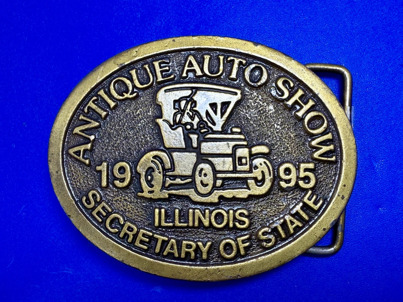 Antique Auto Show Secretary Illinois State 1995 Vintage Collectors Belt Buckle