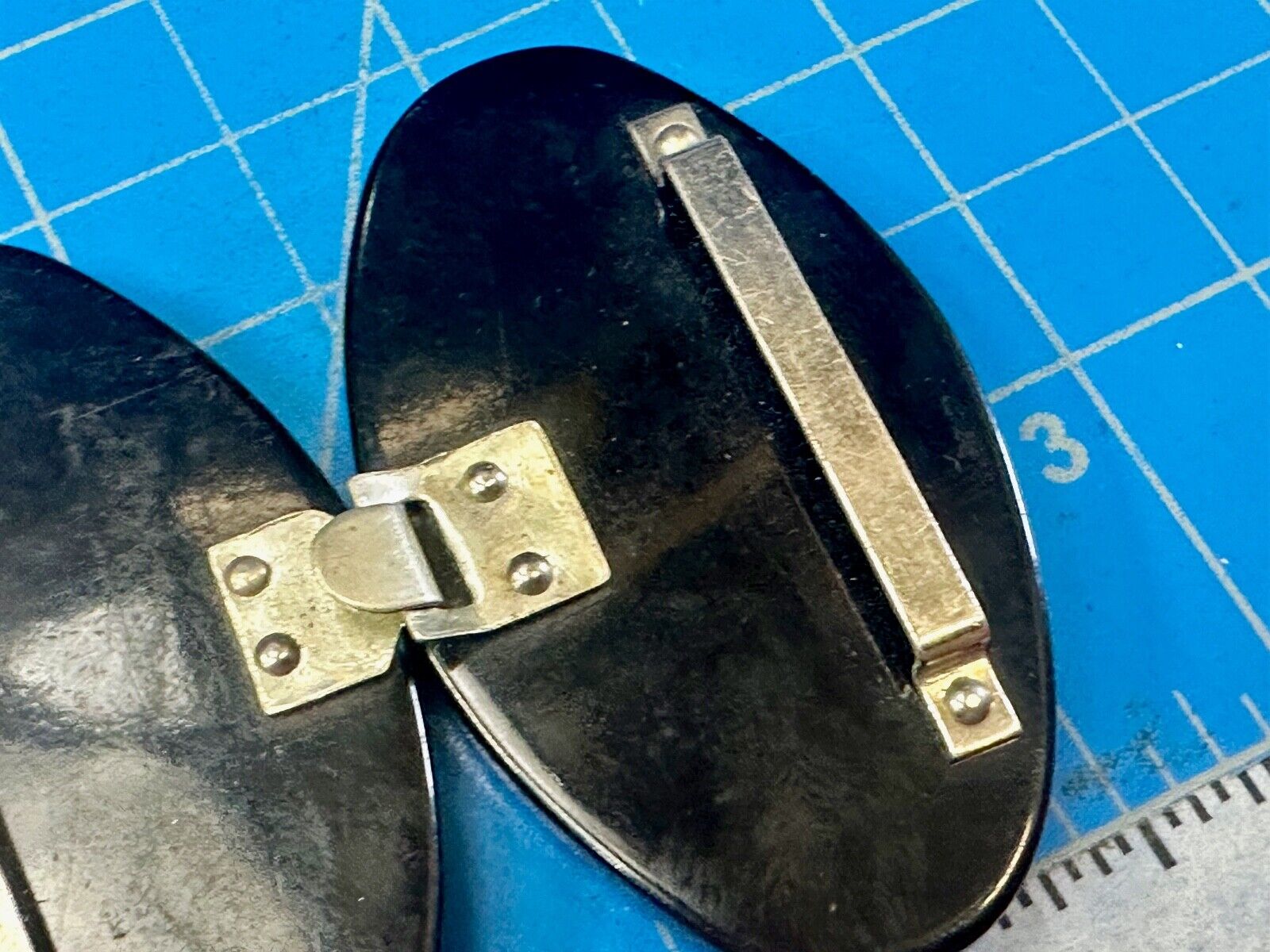 Two piece interconnecting vintage black shoe clips