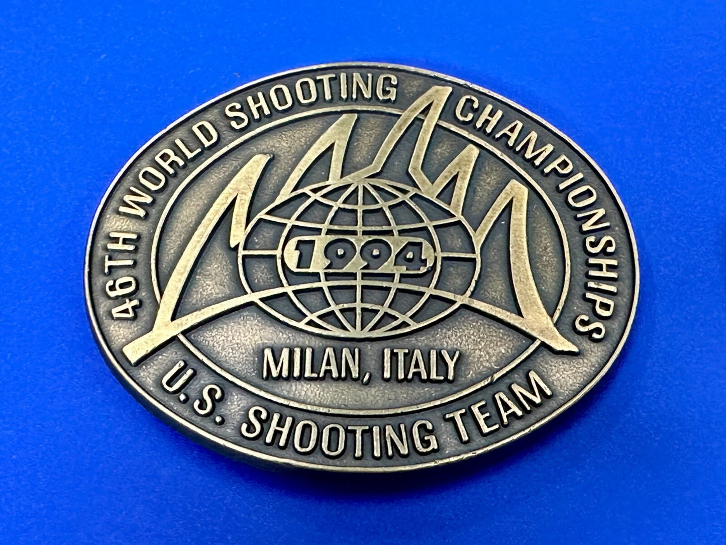 46TH World US Shooting Championship 1994 Milan Italy Commemorative Belt Buckle