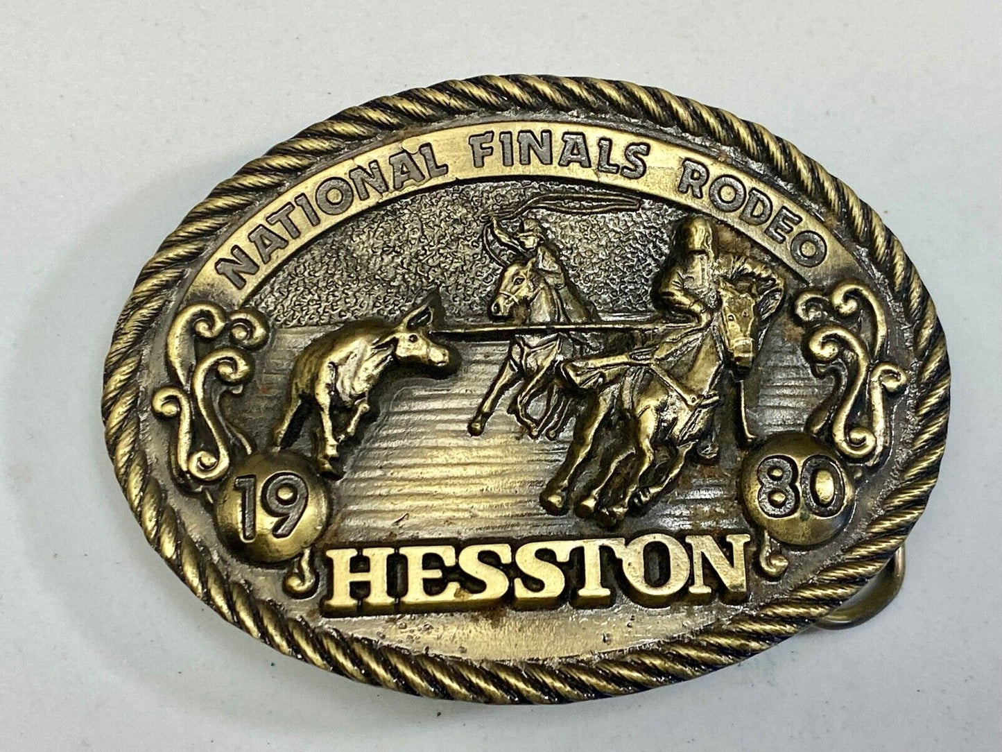 1980 Collectors Nfr National Finals Rodeo Hesston Belt Buckle 