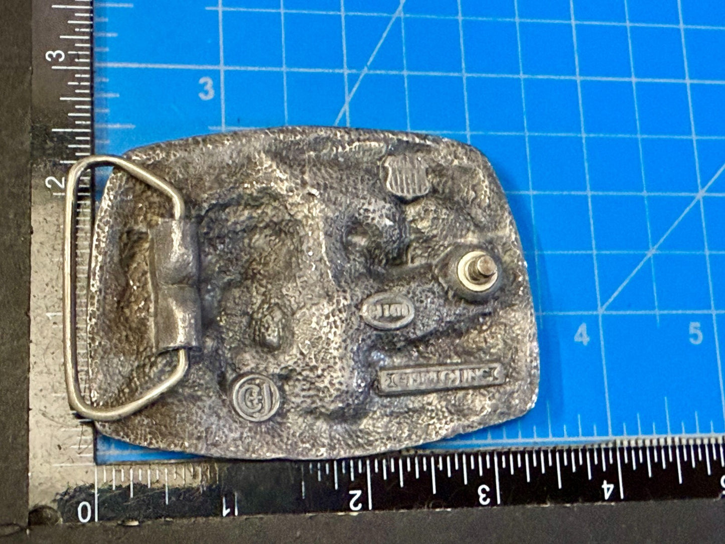 American Indian Chief Head with Headdress Silver Tone VTG 1988 C+J Belt Buckle