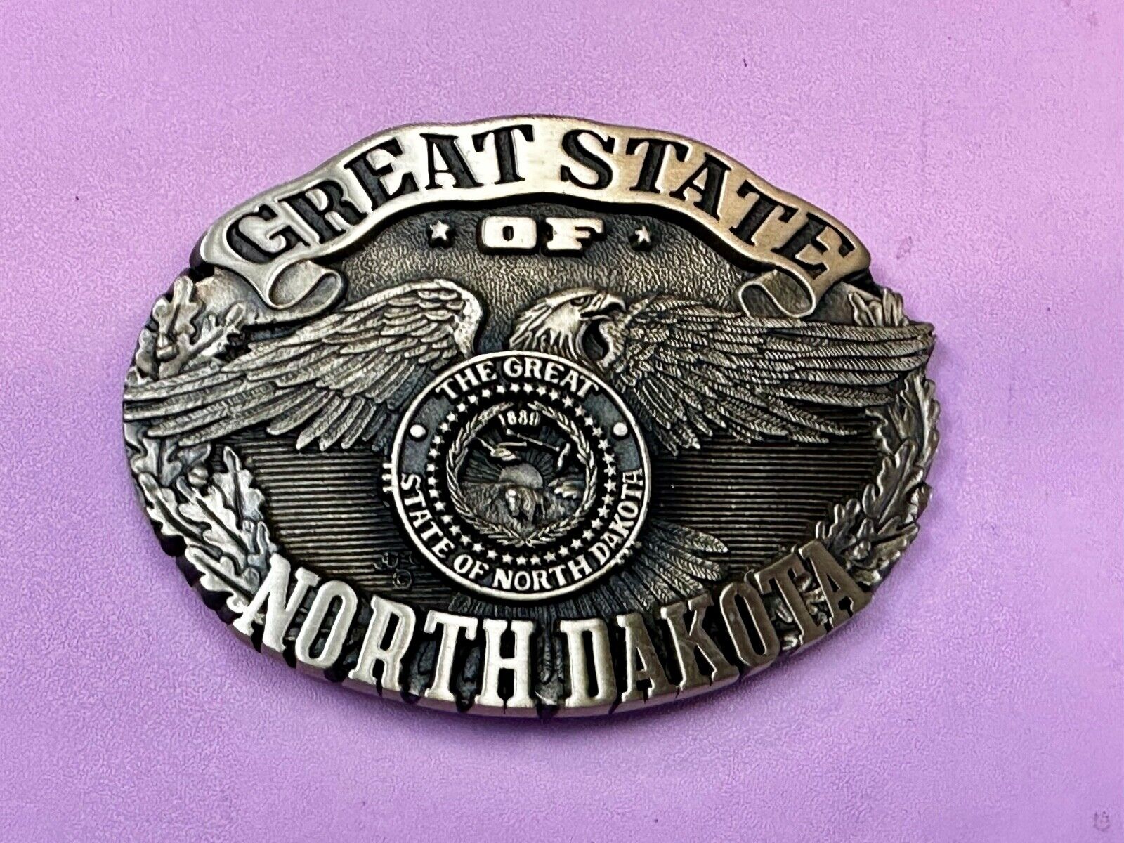The Great State of North Dakota Vintage Award Design Medals 1st Edn Belt Buckle