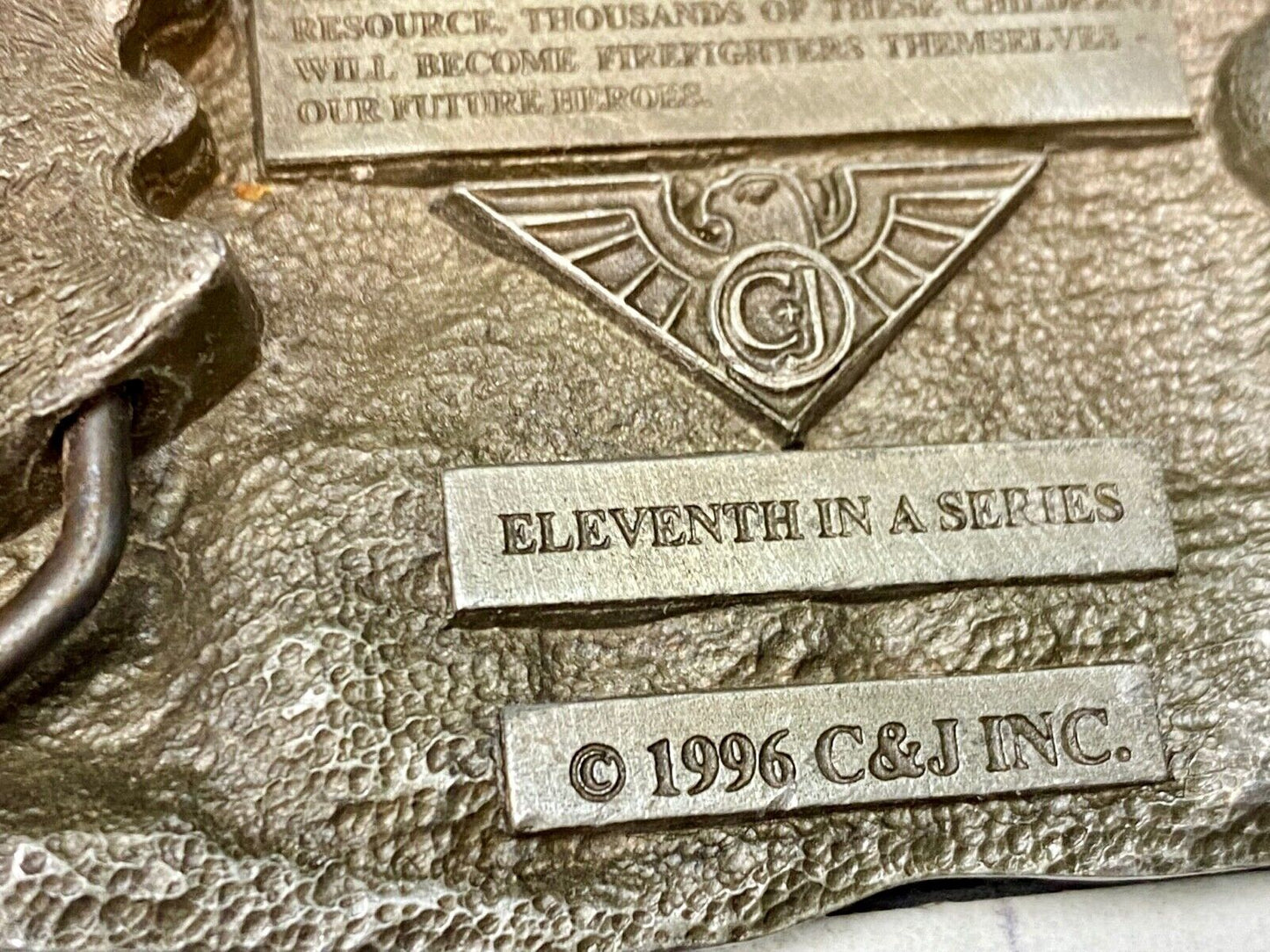 vintage Fire Fighter's Belt Buckle - 1996 Laying It On The Line  Limited Edition