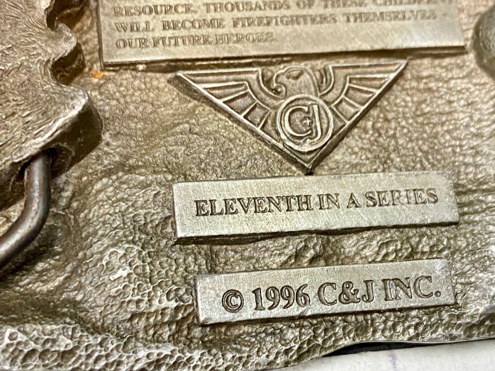 vintage Fire Fighter's Belt Buckle - 1996 Laying It On The Line  Limited Edition