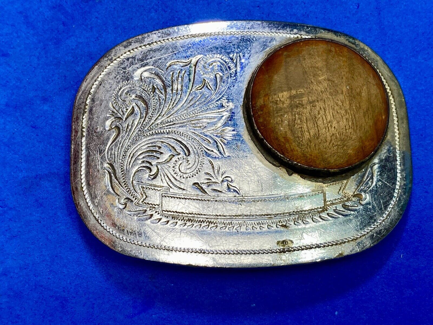 Very Different Wood Centerpiece On Western Flower Swirl Blank Ribbon Belt Buckle