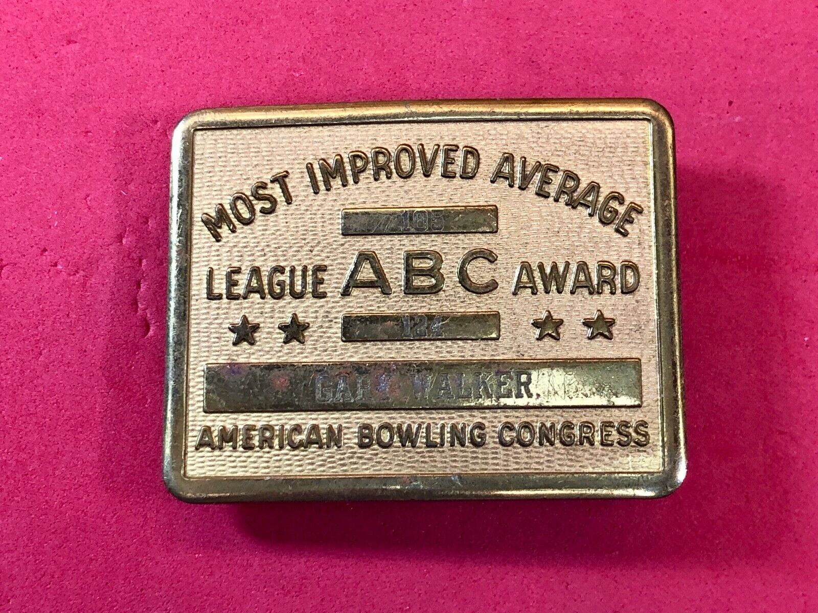 ABC Most Improved Average ABC Award Belt Buckle vintage old Bowl Bowling ball 