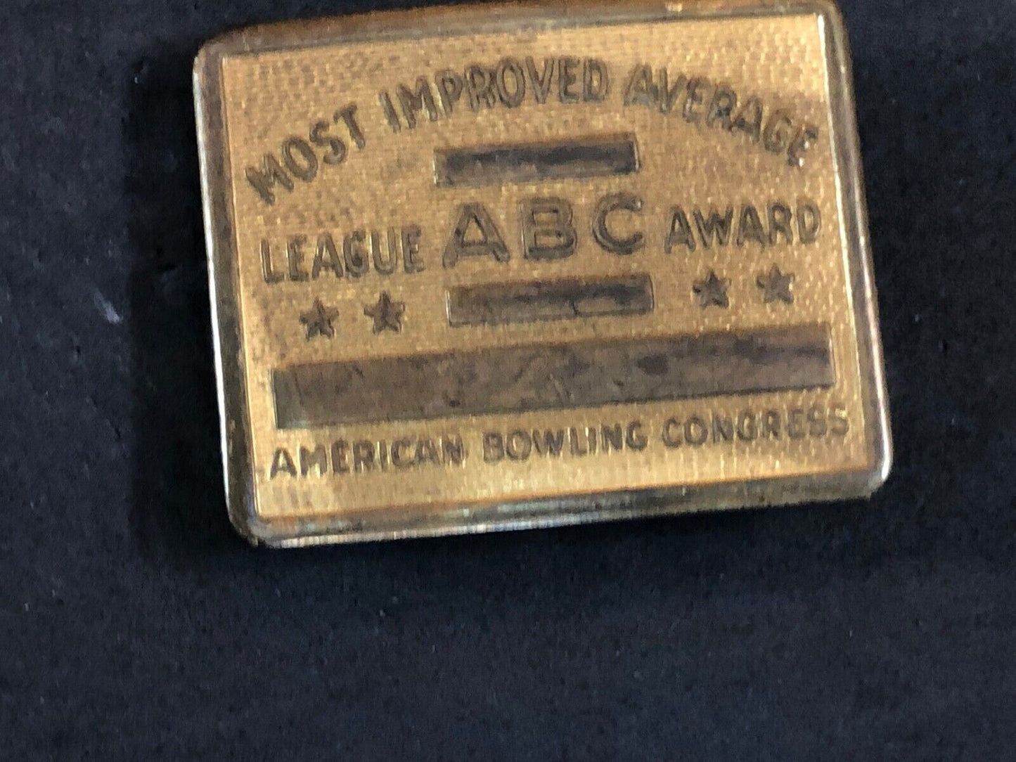American Bowling Congress MOST IMPROVED AVERAGE Award Belt Buckle 