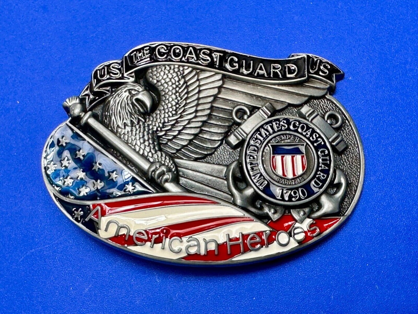 US Coast Guard America's Heroes - since 1790 Patriotic United States belt buckle