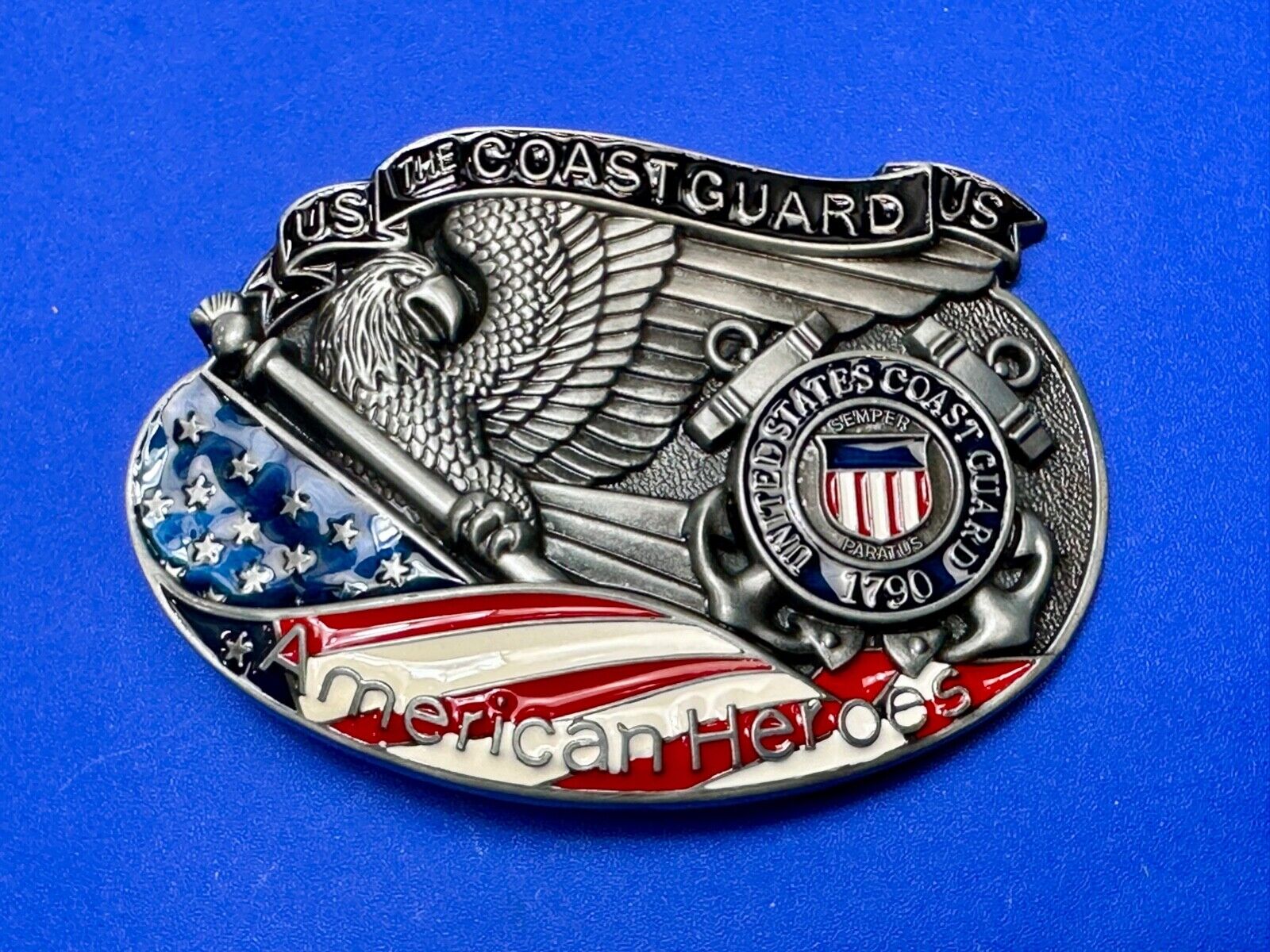 US Coast Guard America's Heroes - since 1790 Patriotic United States belt buckle