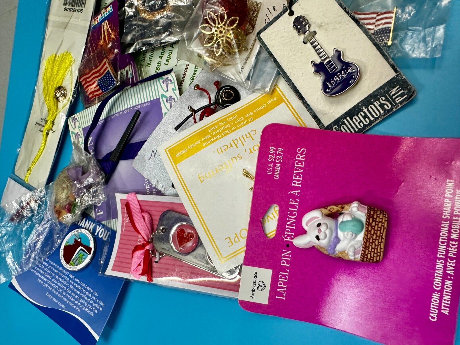 Around 50 Brooches &Pin's In Packaging Resale Bulk Lot, Junk Drawer Grab Bag
