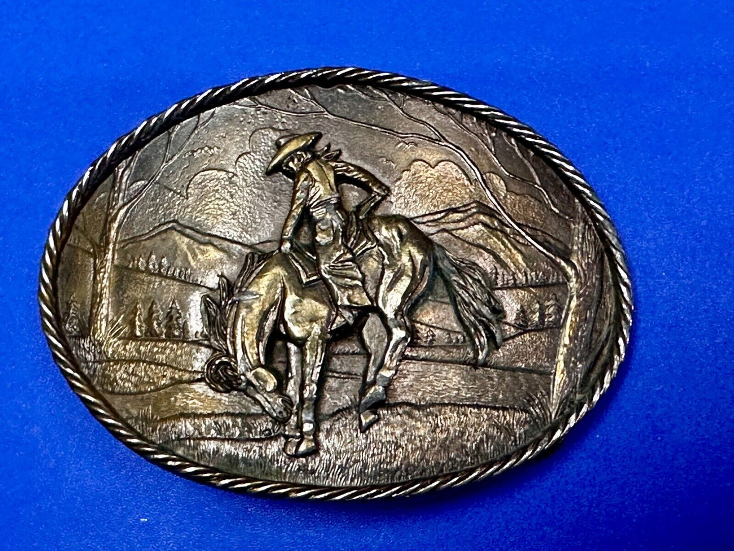 Vintage 1980's Cowboy Saddle Bronc The Great American Belt  Buckle Co