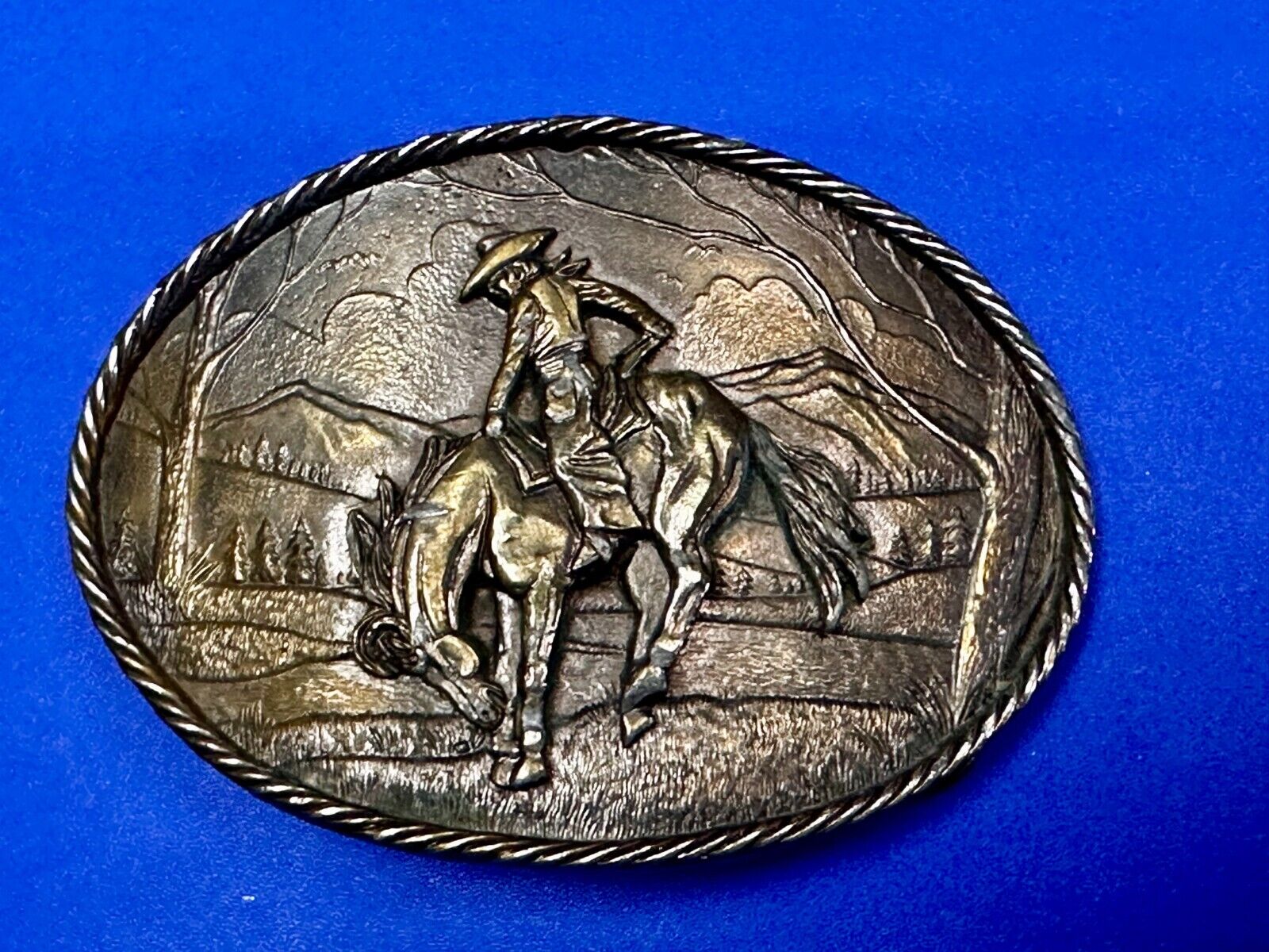 Vintage 1980's Cowboy Saddle Bronc The Great American Belt  Buckle Co