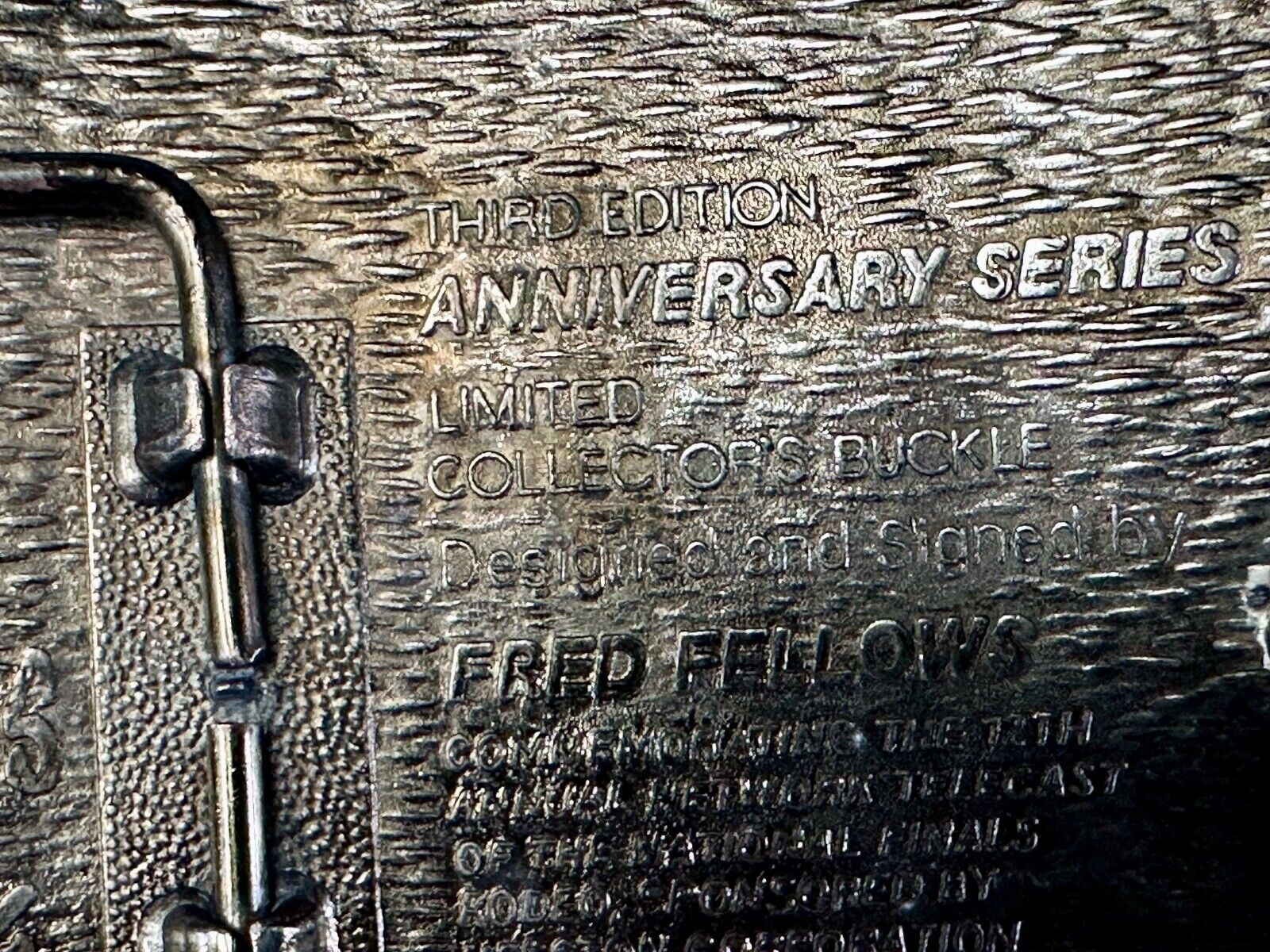 1985 NFR Rodeo Vintage Hesston Belt Buckle Steer Wrestling Cowboy
