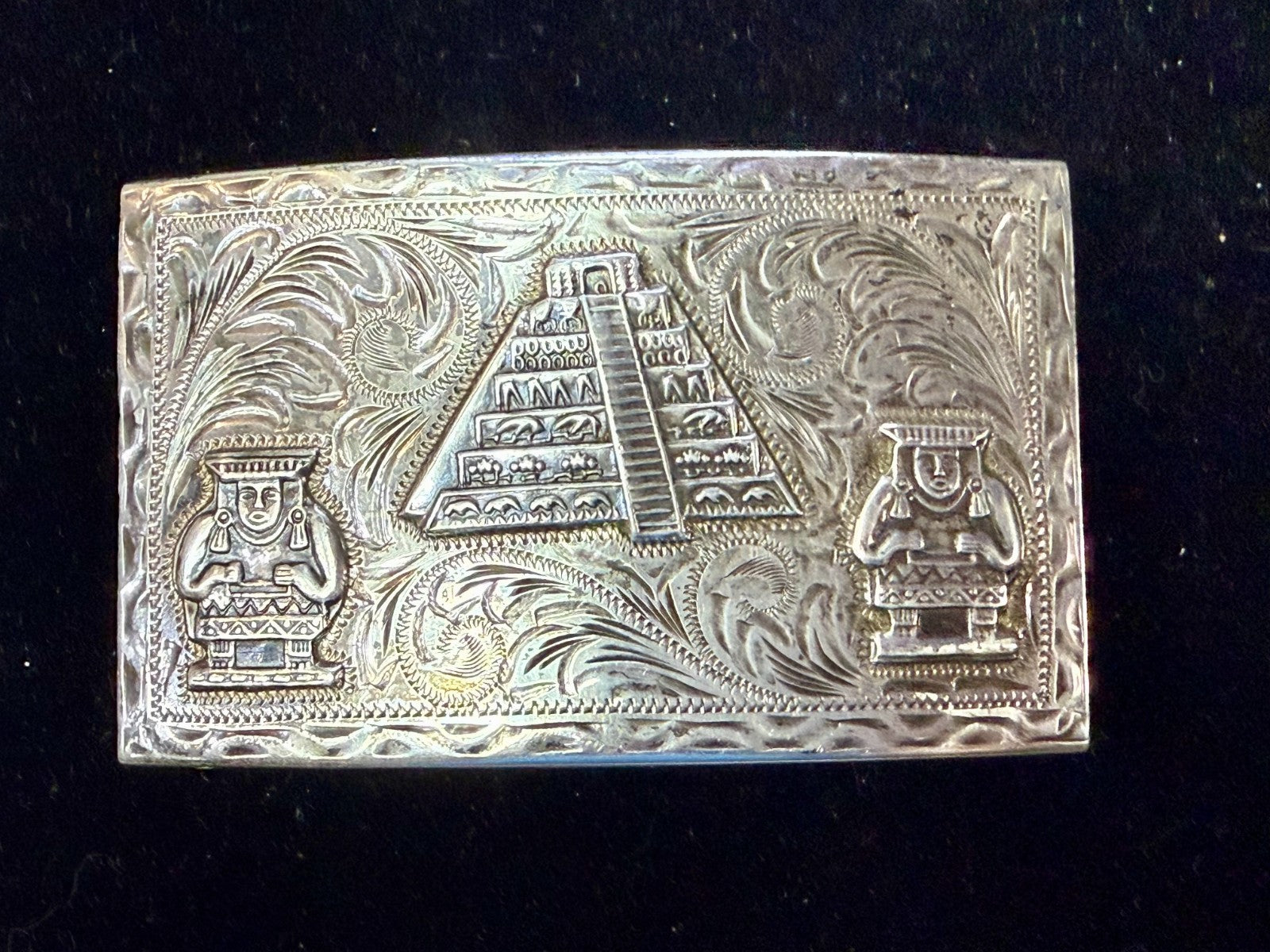 Aztec Mayan Pyramid 925 Silver Belt Buckle Artesani Plata De Jalisco Mexico