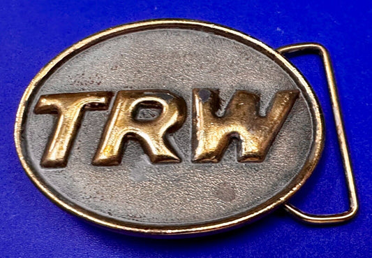 TRW Automotive Parts Advertising Vintage Belt Buckle by Indiana Metal Craft