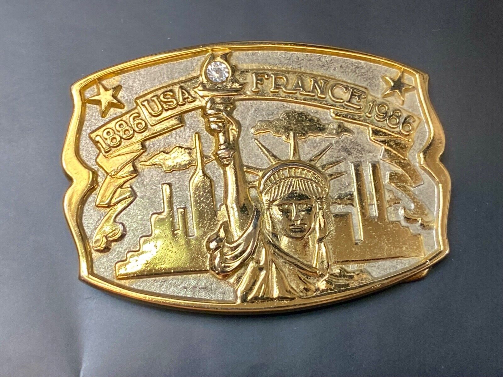 USA and France 100 year 1986 celebration Lady Liberty Hammond Mint belt buckle