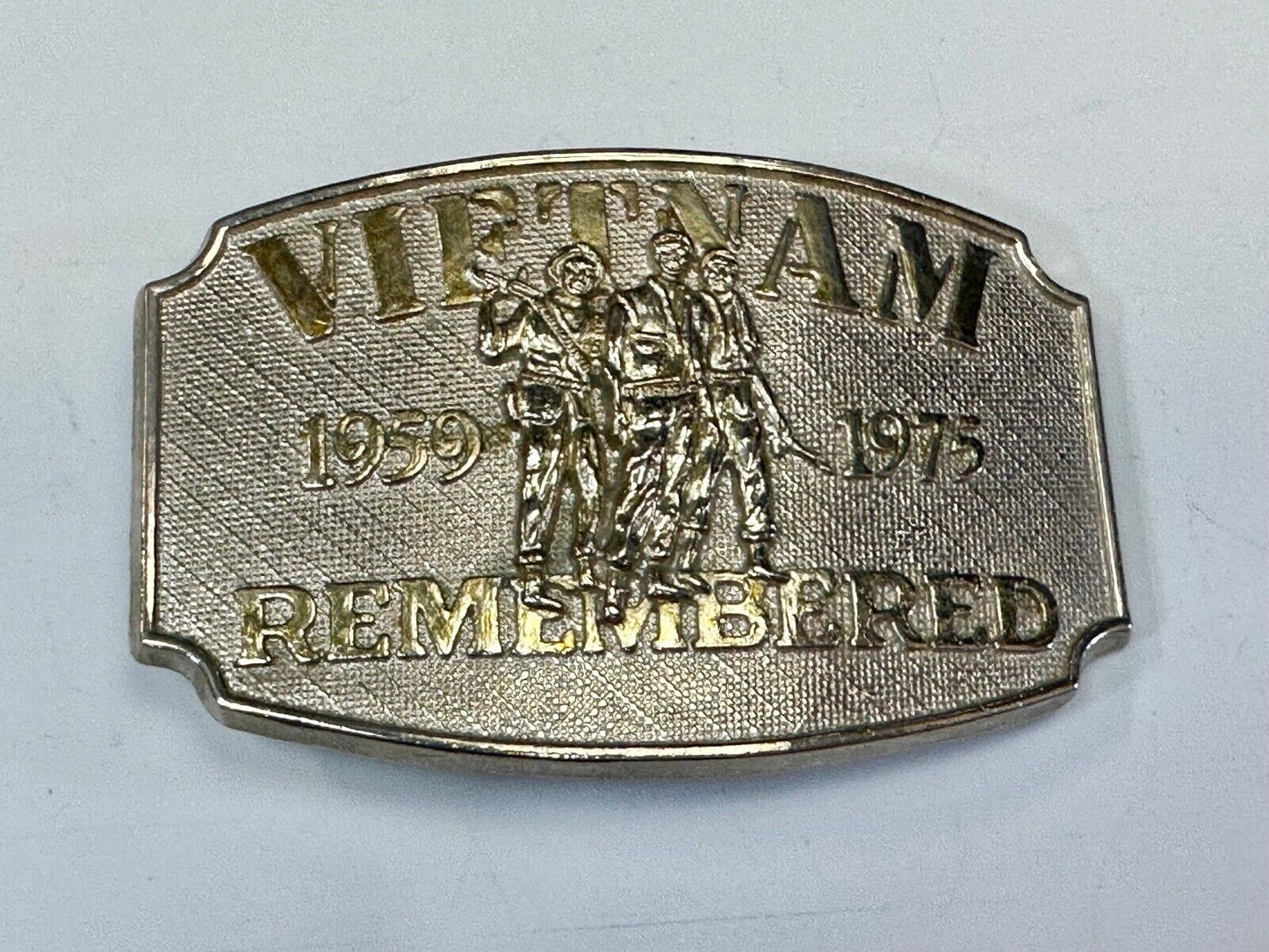 VIETNAM REMEMBERED 1959 1975 War Veteran Veterans F.E. Hart Numbered Belt Buckle