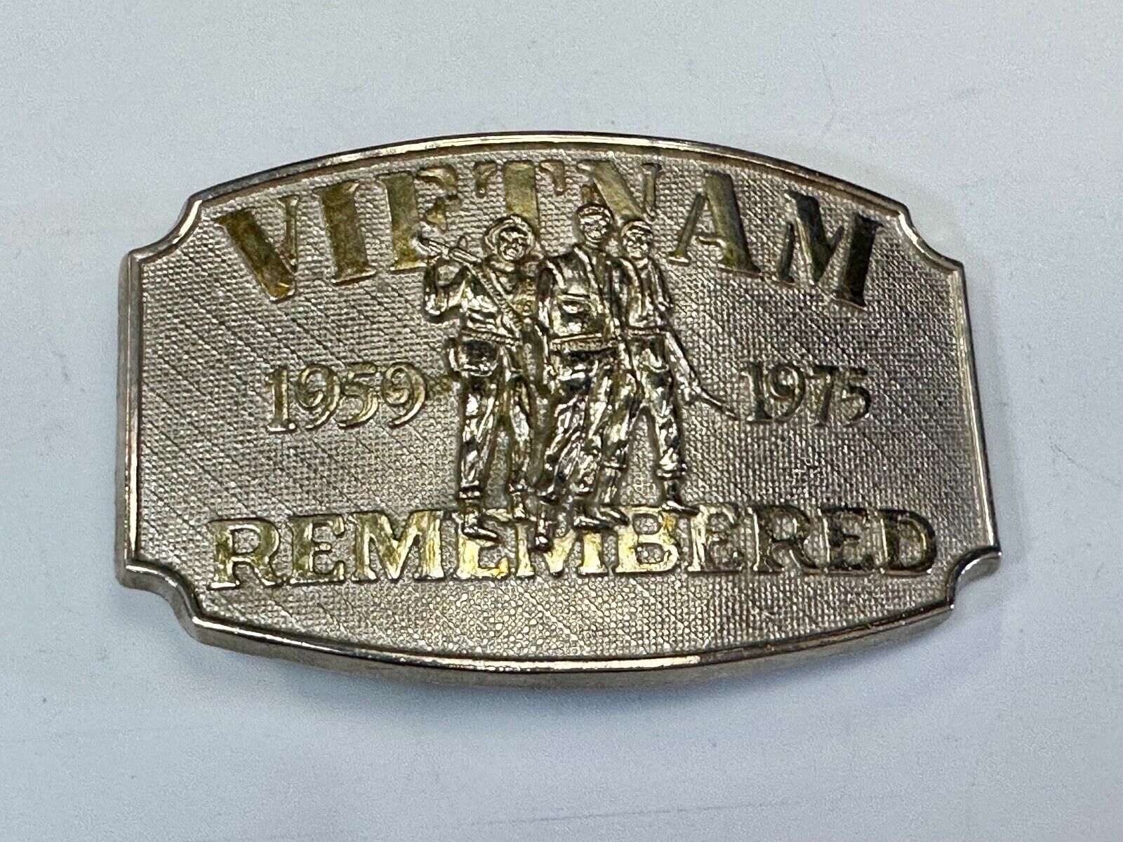 VIETNAM REMEMBERED 1959 1975 War Veteran Veterans F.E. Hart Numbered Belt Buckle