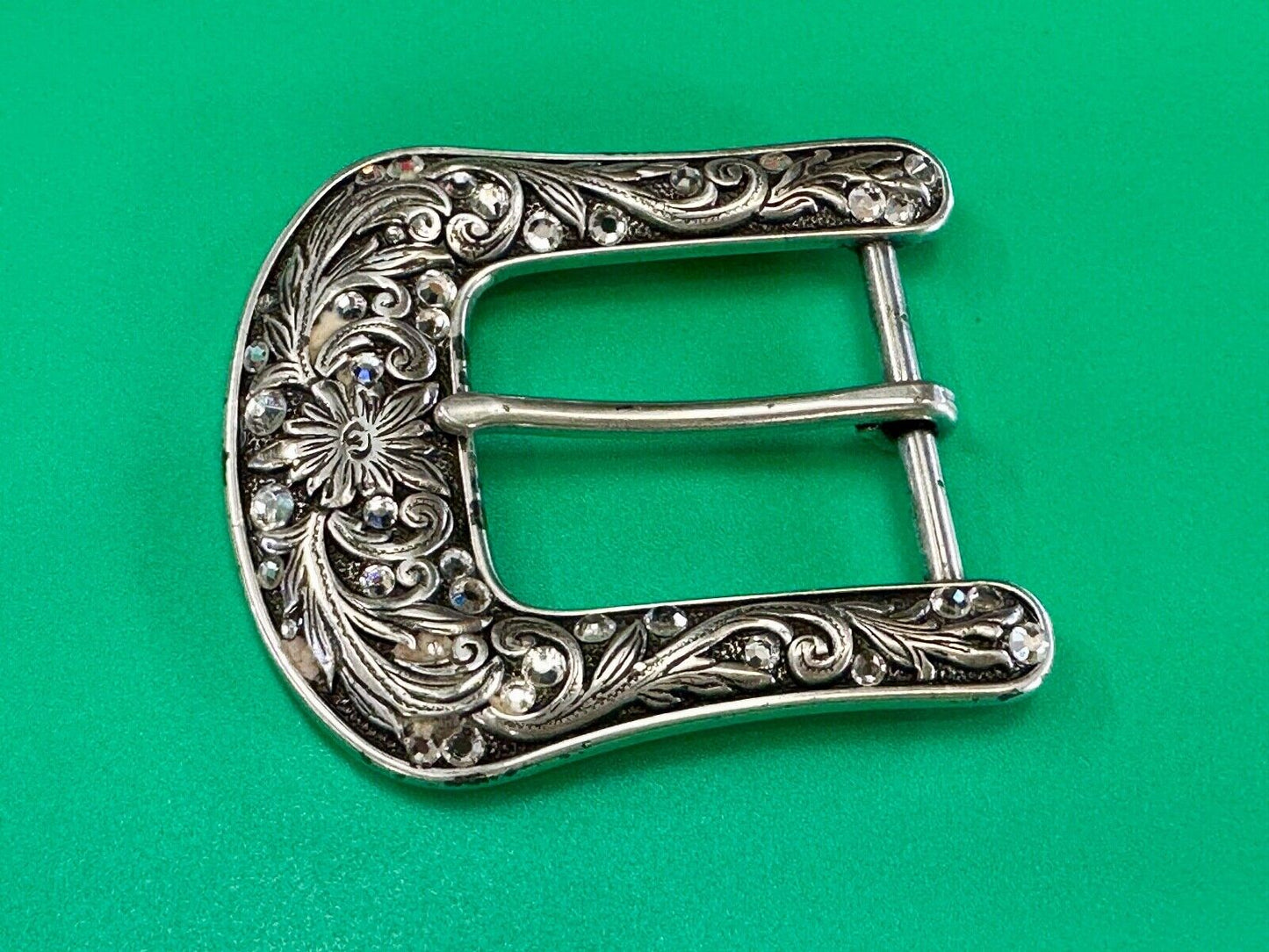 Ariat signed western ornate ranger silver tone belt buckle with Rhinestone's