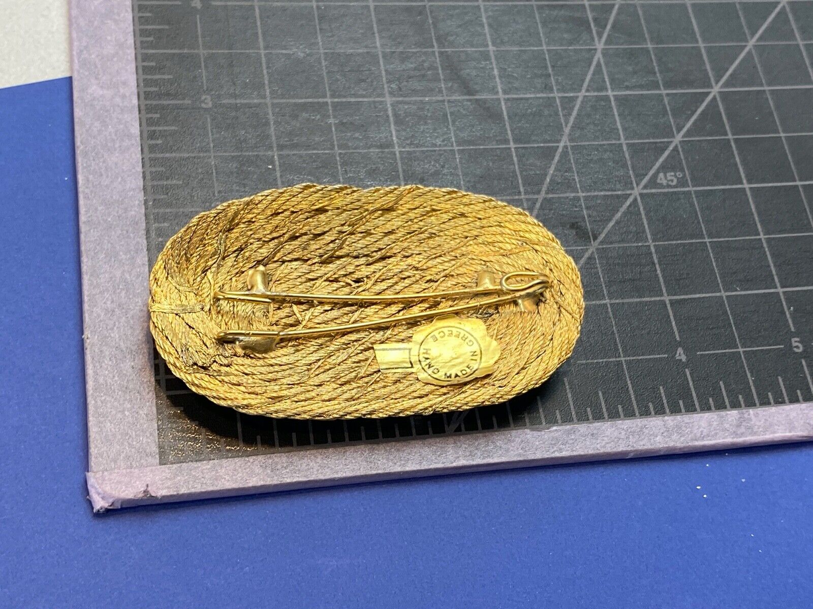 Artisan Rope Braided Wrapped Pattern Oval Hair Clip, Buckle, Made in Greece 