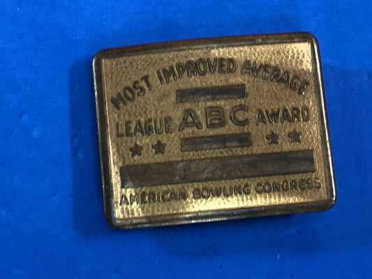 American Bowling Congress MOST IMPROVED AVERAGE Award Belt Buckle 