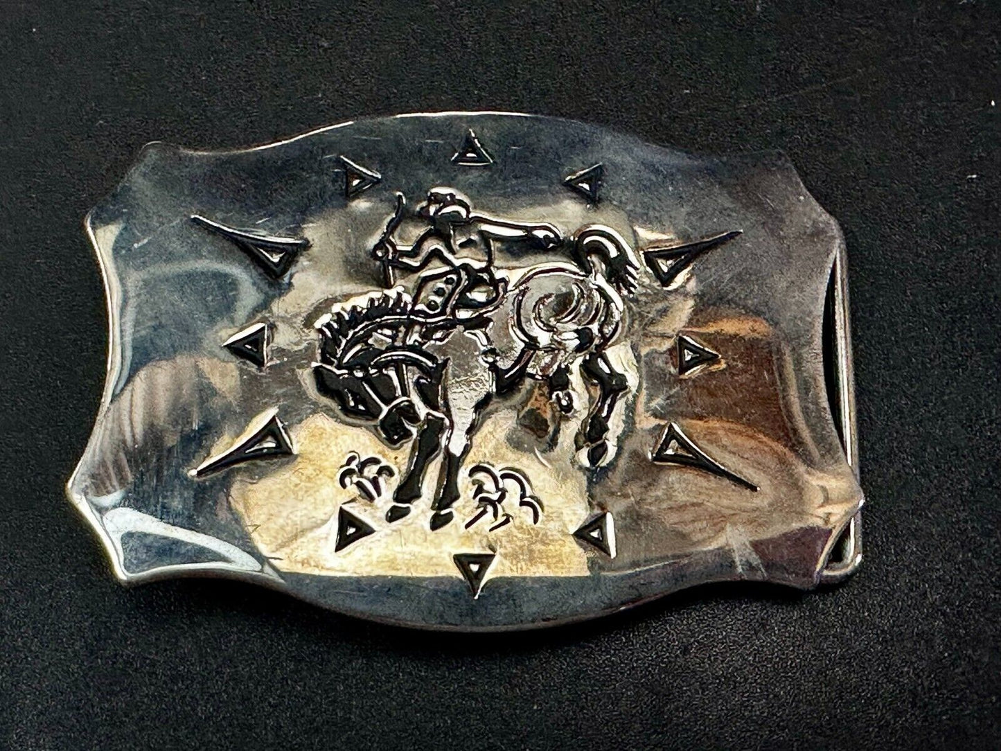 Vintage Cowboy Saddle Bronc western belt buckle by Chambers