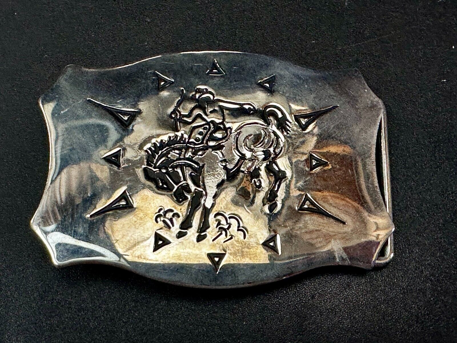 Vintage Cowboy Saddle Bronc western belt buckle by Chambers