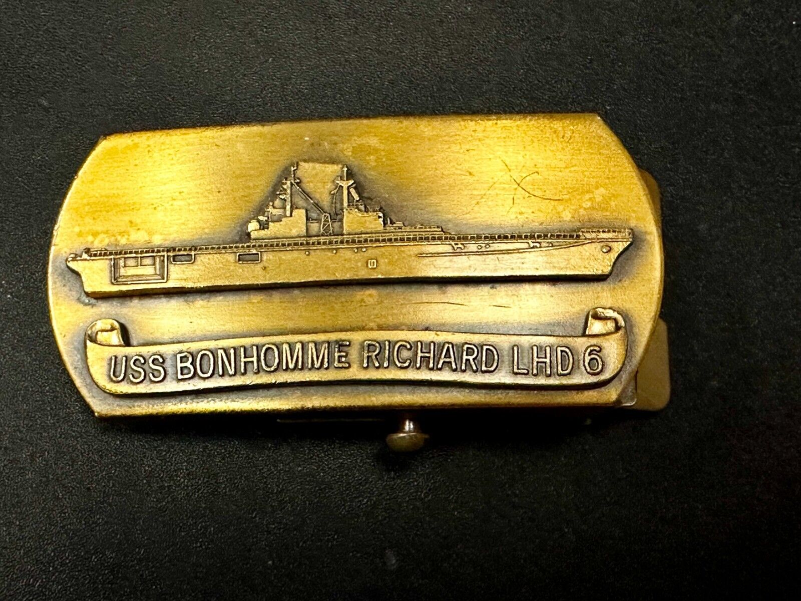 USS BonHomme Richard LHD-6 Assault Ship United States Navy Brass Belt Buckle