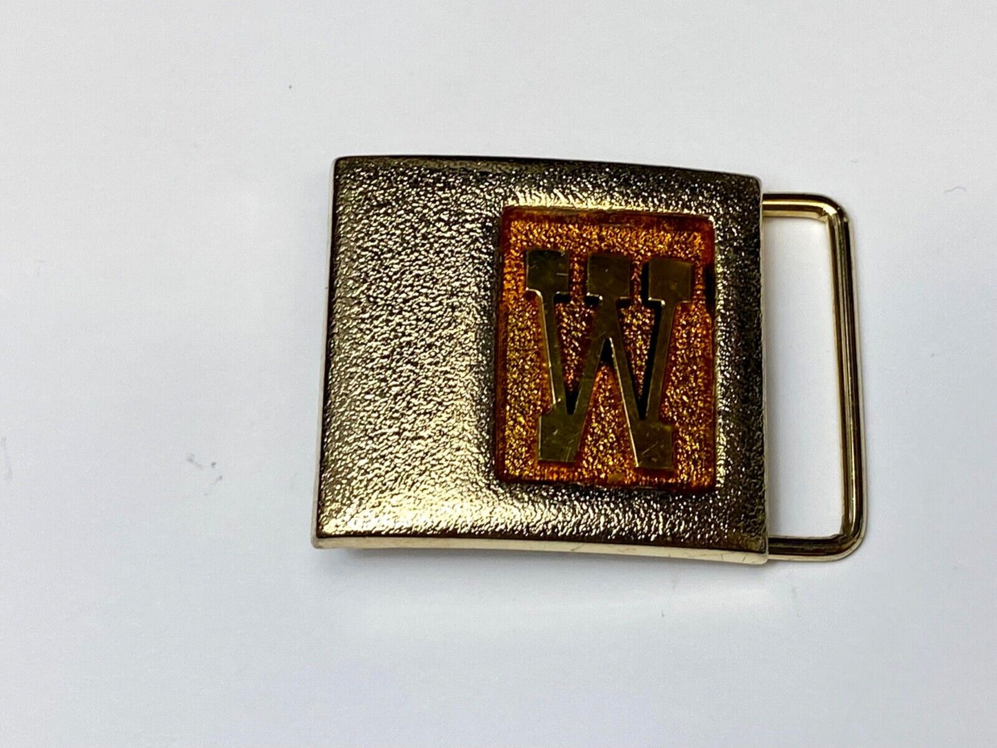 Vintage Lee Belt Buckle Monogrammed W Initial Letter Goldtone NY USA 1970s