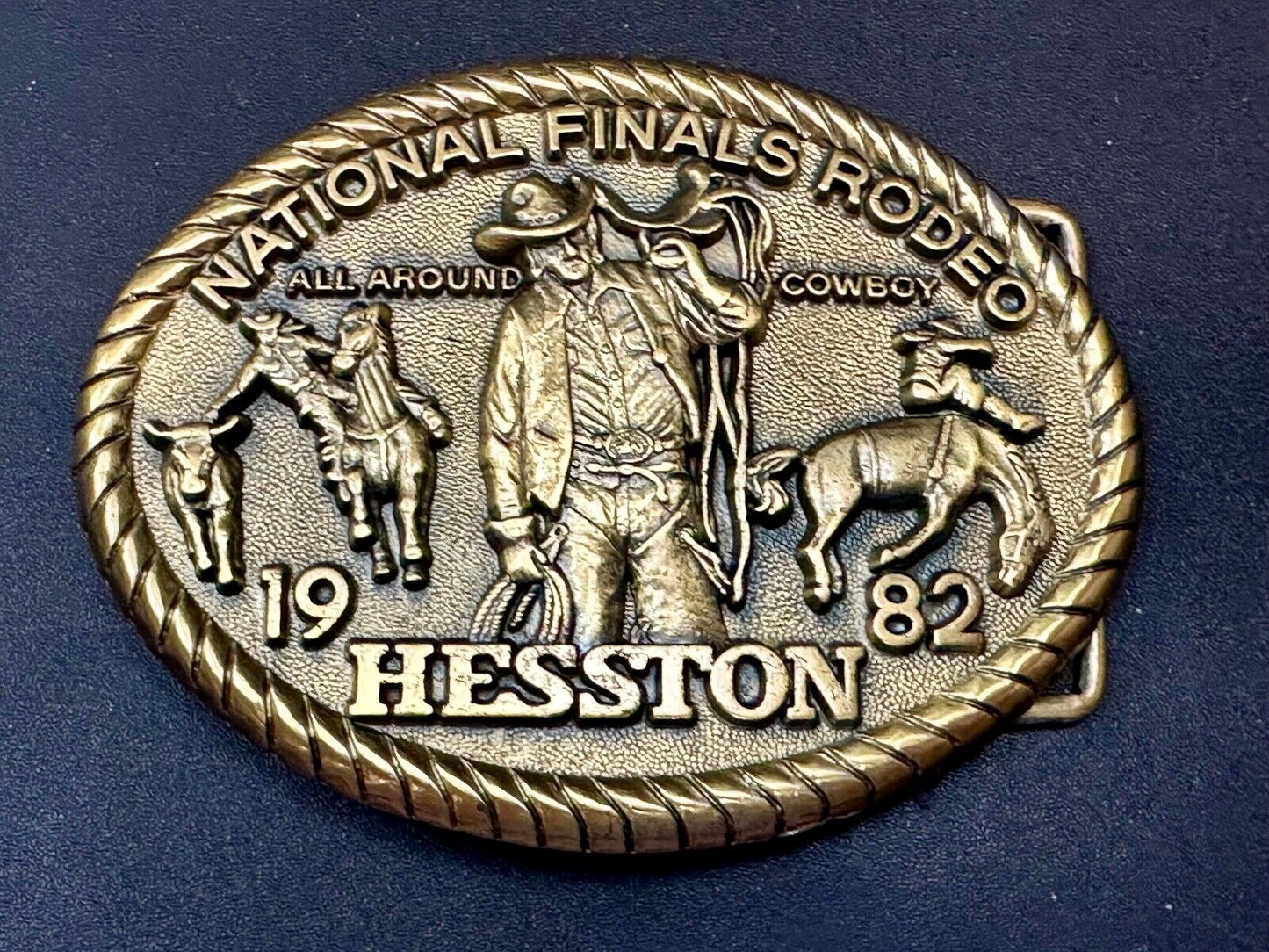 1982 Hesston National Finals Rodeo NFR Collectors Rodeo Cowboy Belt Buckle