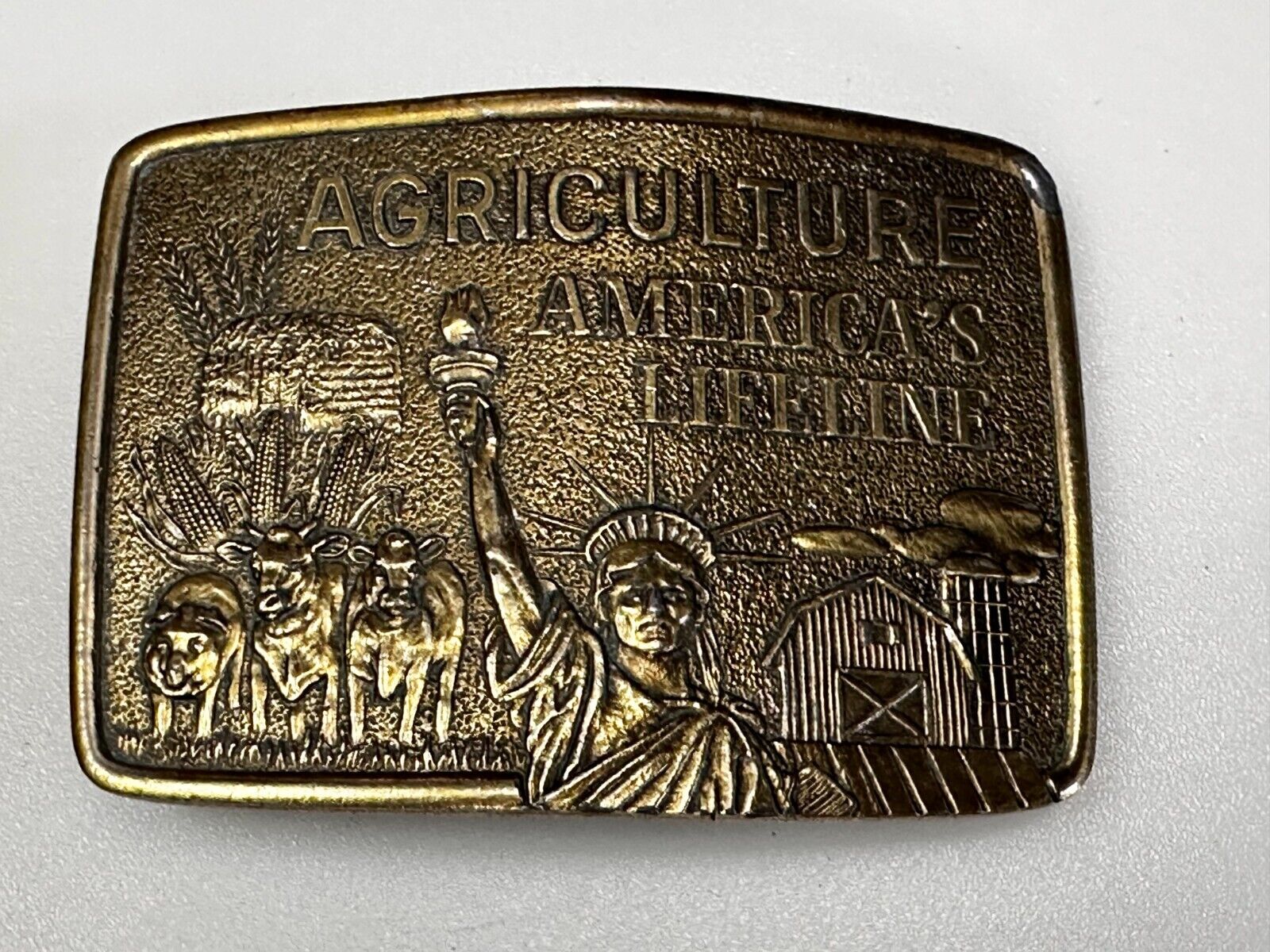Agriculture America's Lifeline Farming Farmers -Lady Liberty Limited Belt Buckle