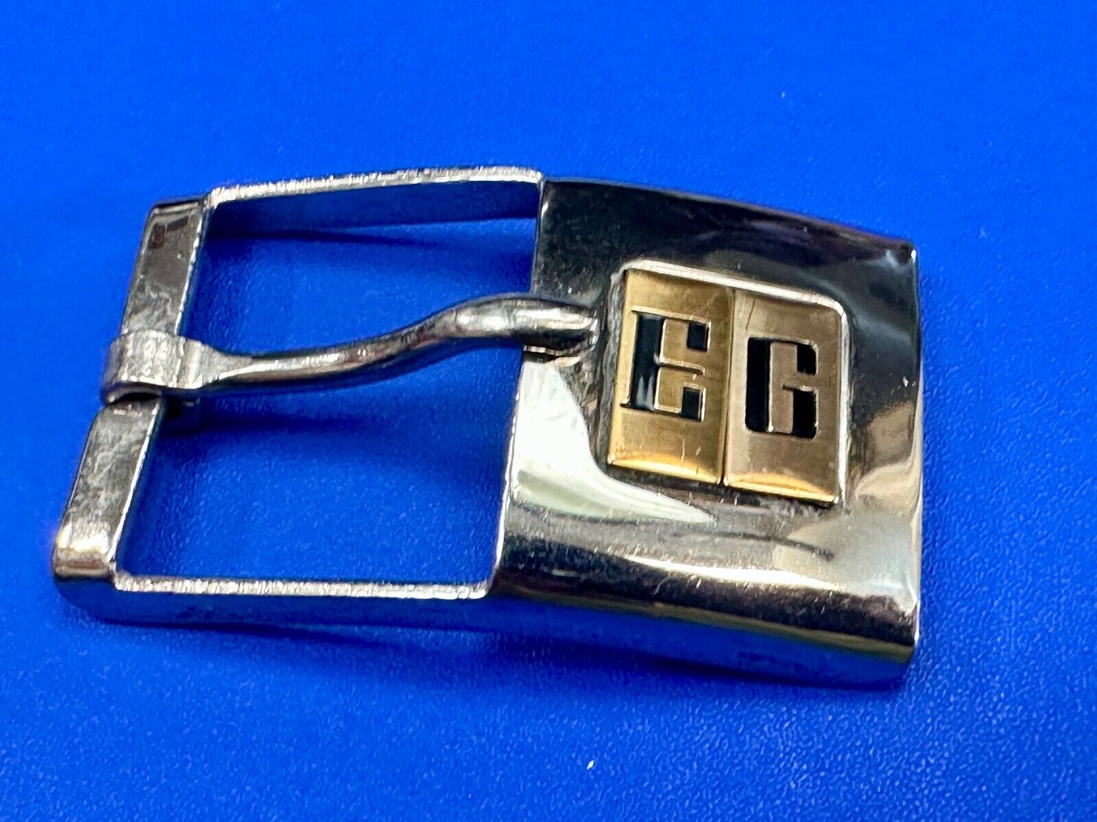 Vintage Letter monogram Initial EG - small two tone belt buckle