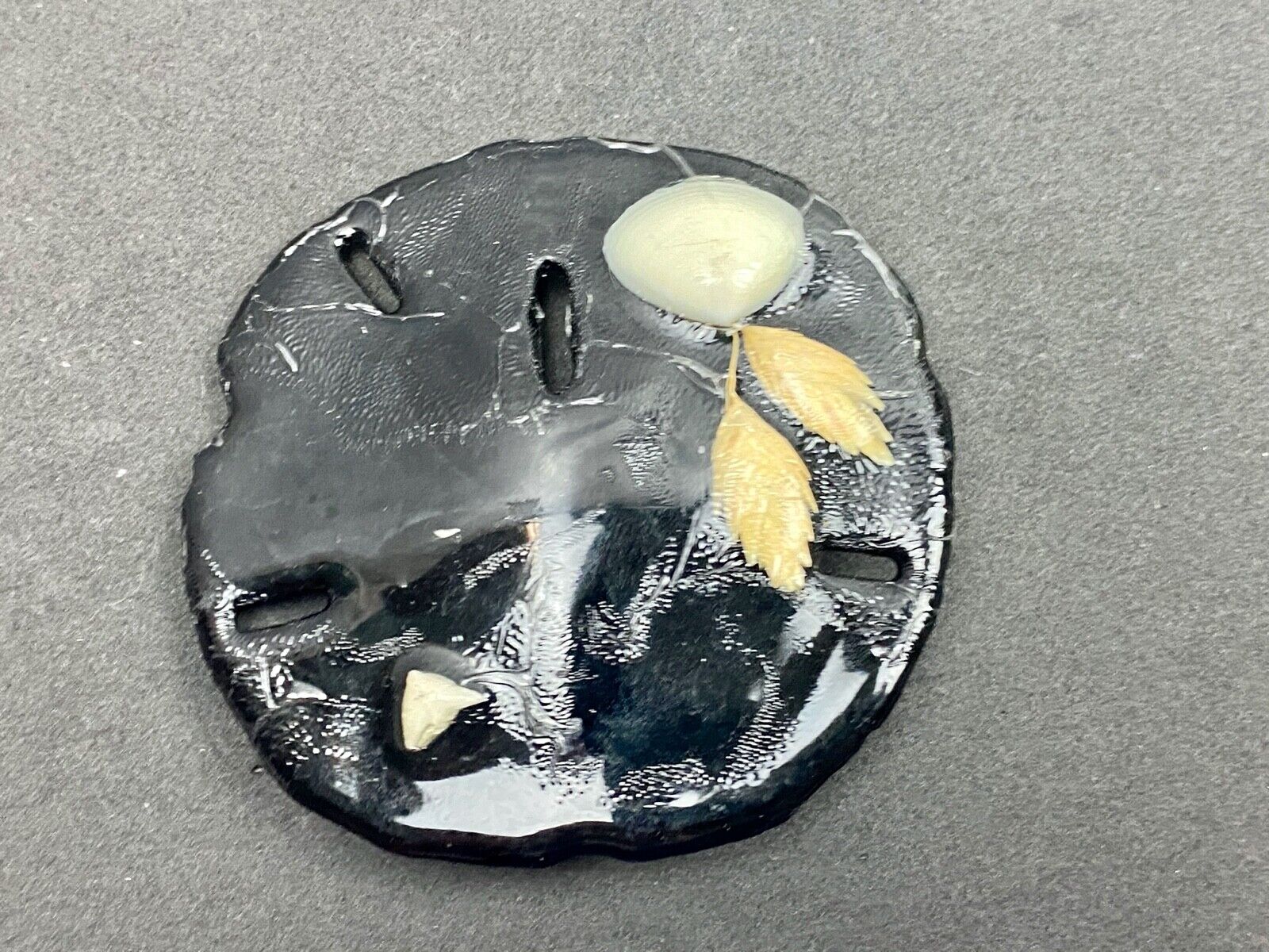 Artisan Black Sand Dollar Ocean Theme Shell belt buckle 