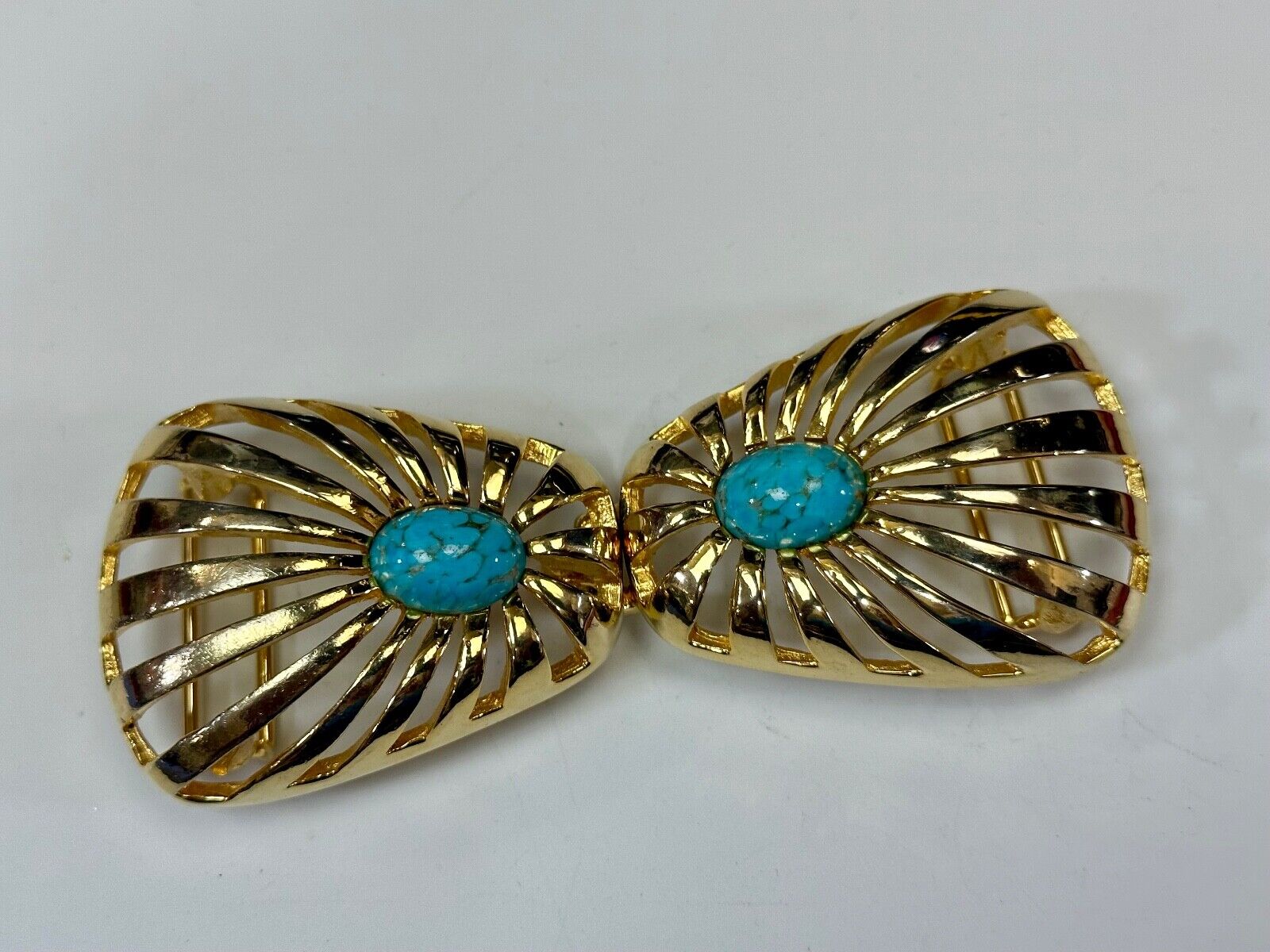 turquoise cab center two piece interlocking designer  1984 Mimi Di N belt buckle